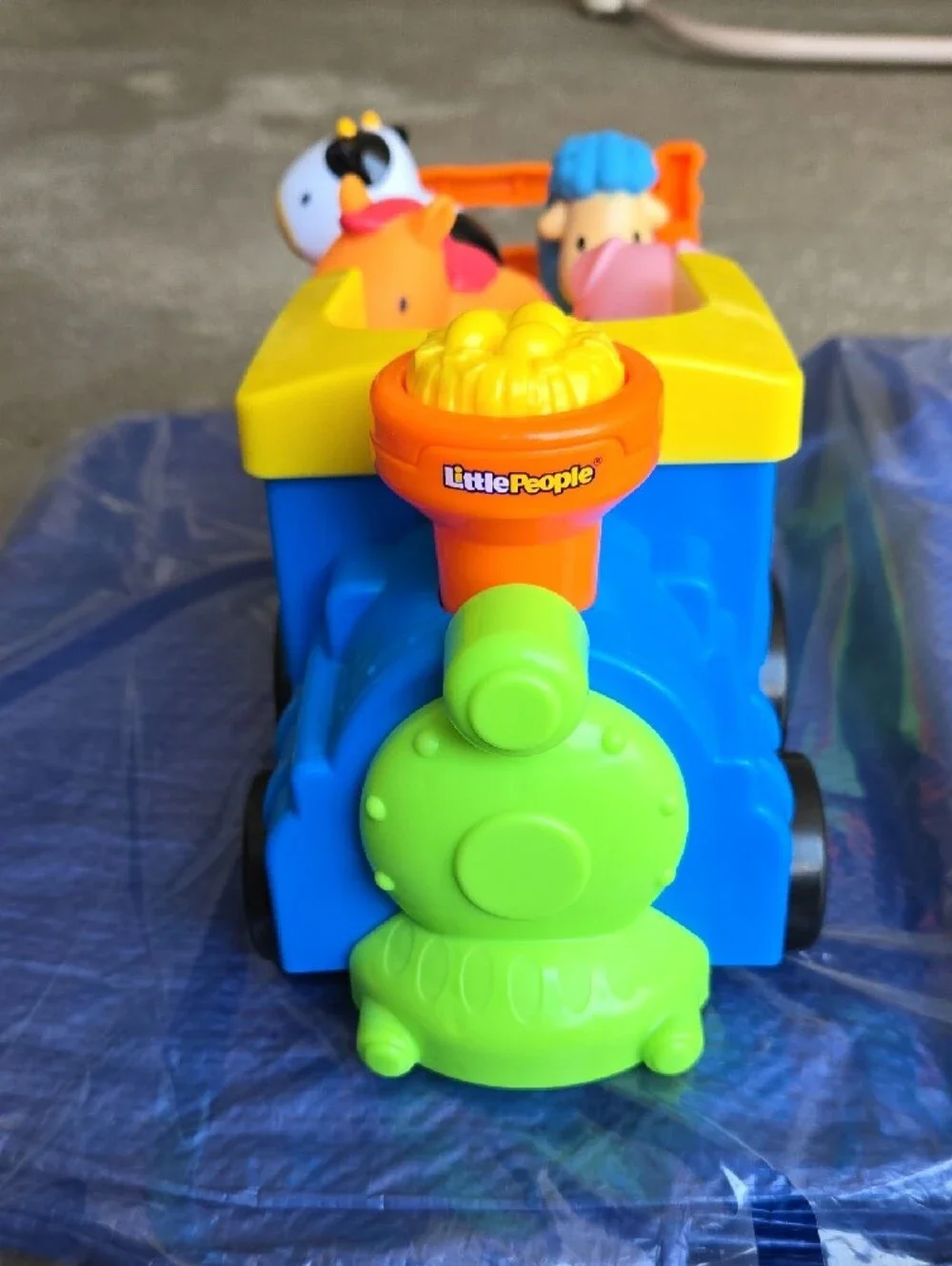Little People Colorful Farm Animal Push Train - Blue, Yellow, Orange, Green
